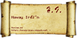 Havay Irén névjegykártya